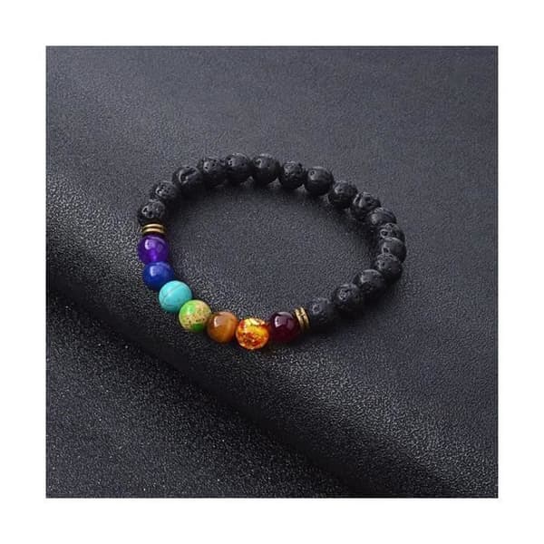 7 chakra armband i lavasten - Yoga / Meditations smycken - Flerfärgad