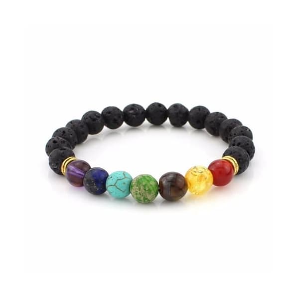 7 chakra armband i lavasten - Yoga / Meditations smycken - Flerfärgad