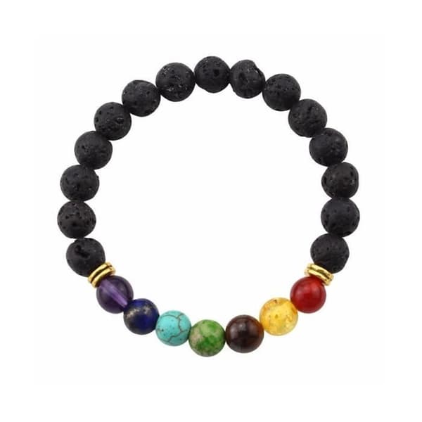 7 chakra armband i lavasten - Yoga / Meditations smycken - Flerfärgad