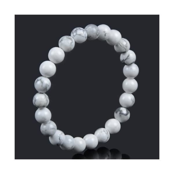 Armband - Lithoterapi - Naturlig Howlite - Elastisk - Förankring - Avkoppling