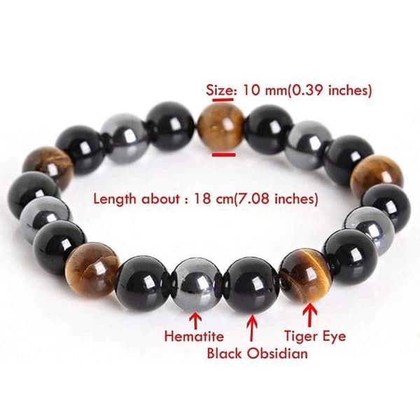 Armband - SOBZK - Craze - Trippelarmband - Hematit - Svart Obsidian - Tigeröga