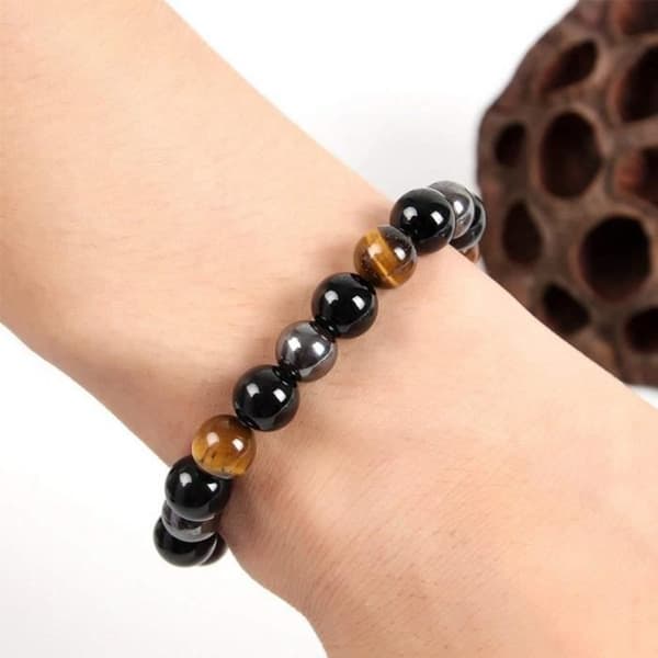 Armband - SOBZK - Craze - Trippelarmband - Hematit - Svart Obsidian - Tigeröga