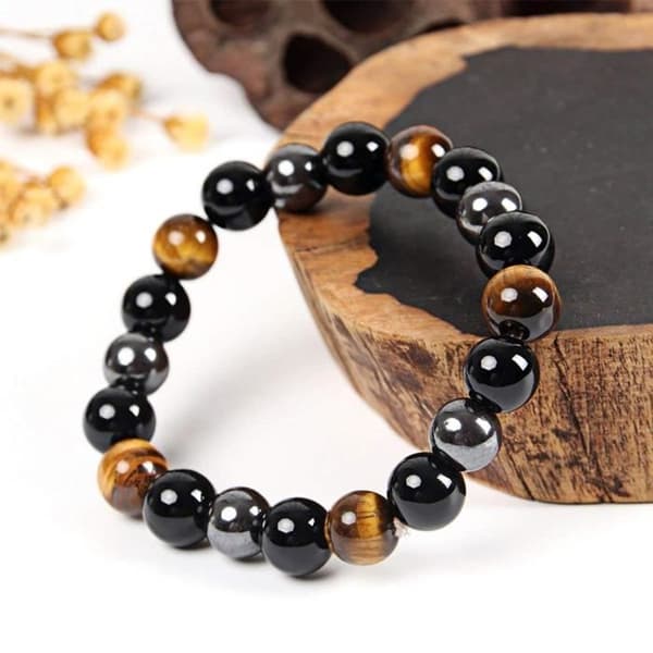 Armband - SOBZK - Craze - Trippelarmband - Hematit - Svart Obsidian - Tigeröga