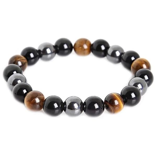 Armband - SOBZK - Craze - Trippelarmband - Hematit - Svart Obsidian - Tigeröga