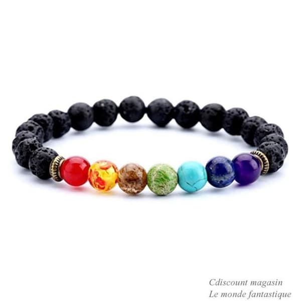 Armband - 7 Chakra - Natursten - 8mm - Elastisk - Dam