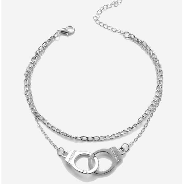 Bohemian Silver ankelarmband med handbojor för kvinnor och flickor