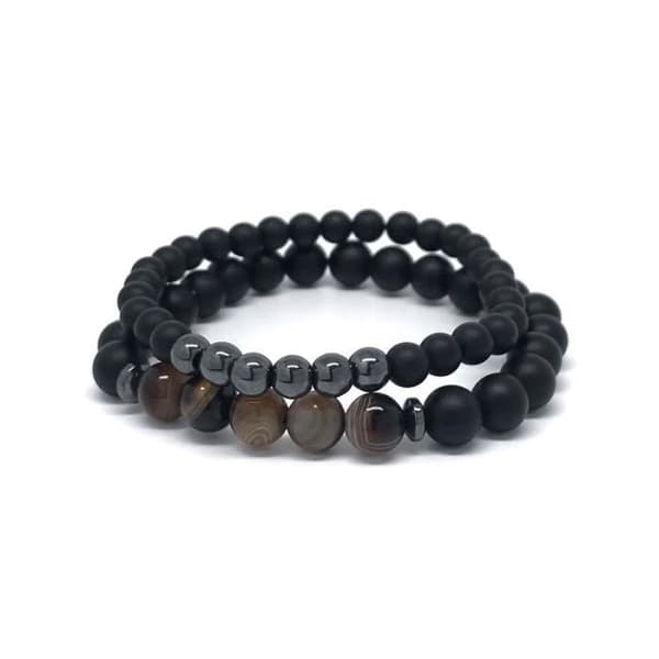 SHOP-STORY - "Anchor &amp; Balance" Dubbelarmband i agat och hematit