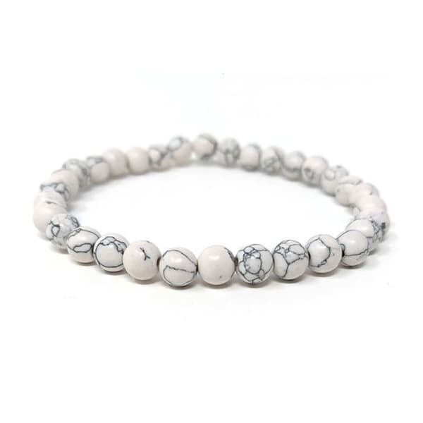 Stabiliserande armband - SHOP-STORY - White Howlite - 6 mm - Blandat - 1 armband