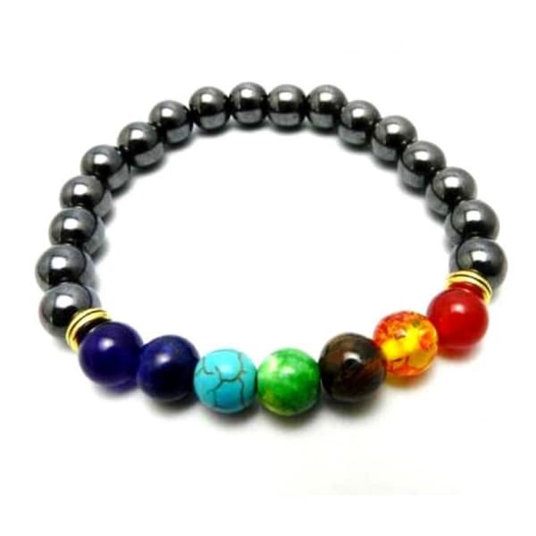 7 Chakra Armband i Hematite - Flerfärgade Yoga/Meditationssmycken - Kvinnor