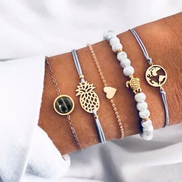 Armband - SHOP-STORY - NICKI - 5 armband - Tropical Style - Rose Gold - Damer