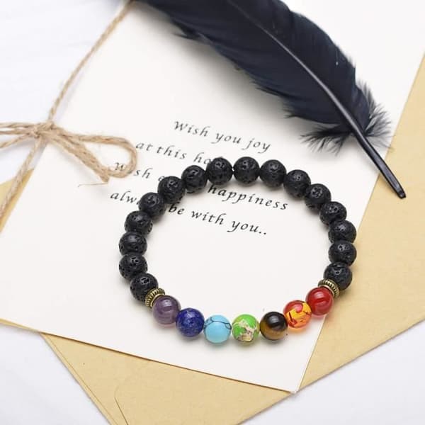 7 chakra healing armband i naturstenar för kvinnor