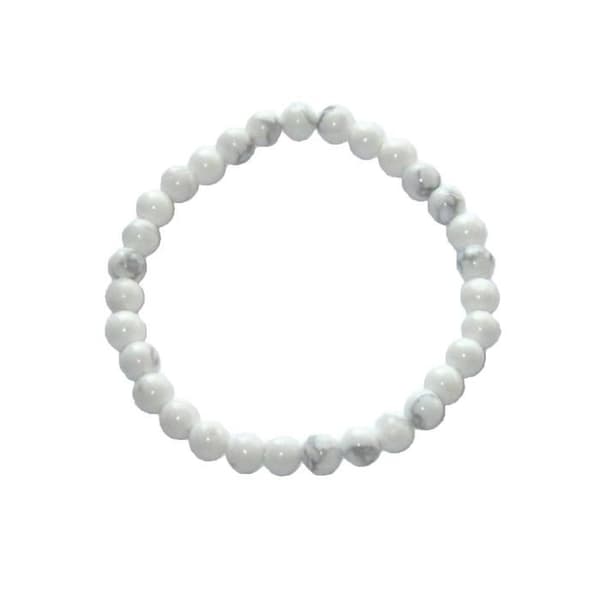 Armband - Howlite - 6mm - Resår - Blandat - One size