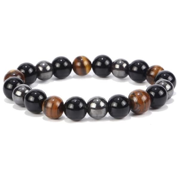 Tigeröga Trippelskydd Hematit och svart obsidianarmband Självförtroende Negativ energi häxa, svart