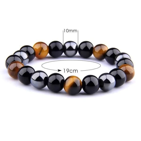 Armband - SHOP-STORY - Trippelskydd - Tigeröga - Hematit - Svart Obsidian