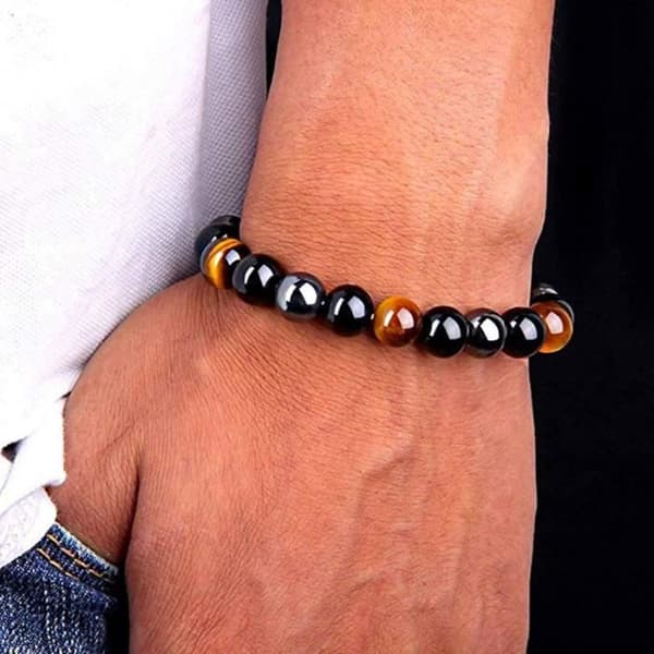 Armband - SHOP-STORY - Trippelskydd - Tigeröga - Hematit - Svart Obsidian