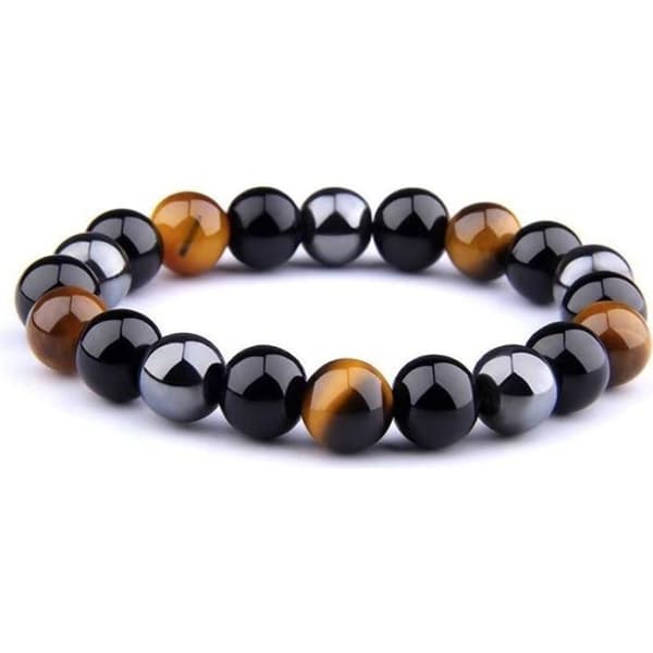 Armband - SHOP-STORY - Trippelskydd - Tigeröga - Hematit - Svart Obsidian