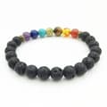 Miniatyrbild 2 av 3: Armband - 7 Chakras - Svart - Lava Beads - Agat - Unisex