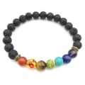 Miniatyrbild 1 av 3: Armband - 7 Chakras - Svart - Lava Beads - Agat - Unisex