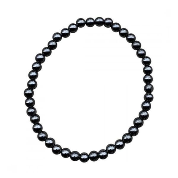 Naturligt hematitarmband - AB rullade stenar - Silver