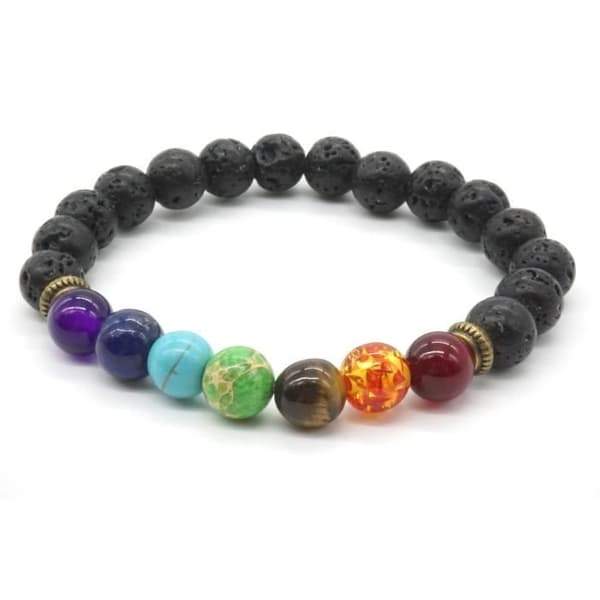 Lavastenarmband 7 Chakra Reiki Halvädelsten