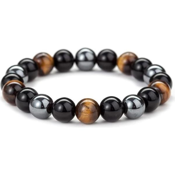 Svart hematit Obsidian Tiger Eye Silverarmband - Vuxen - Dam
