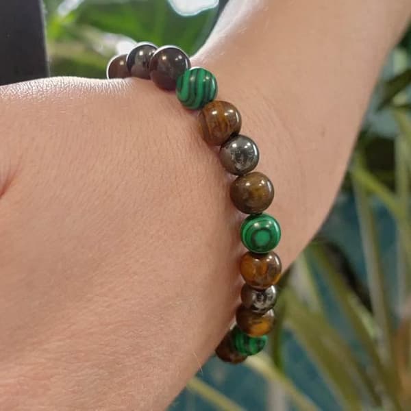 SHOP-STORY - LITHERAPI ARMBAND: Energi, läkning, kreativitet Litoterapi armband med Malakit naturstenspärlor