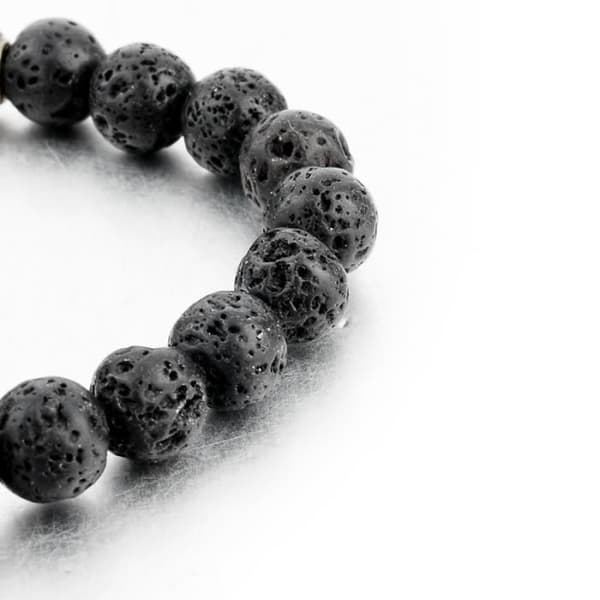 Armband - FANTASTISKA BIJOUX - Naturlig Svart Lava - Flerfärgade Jadepärlor - 8 mm - 7 chakran
