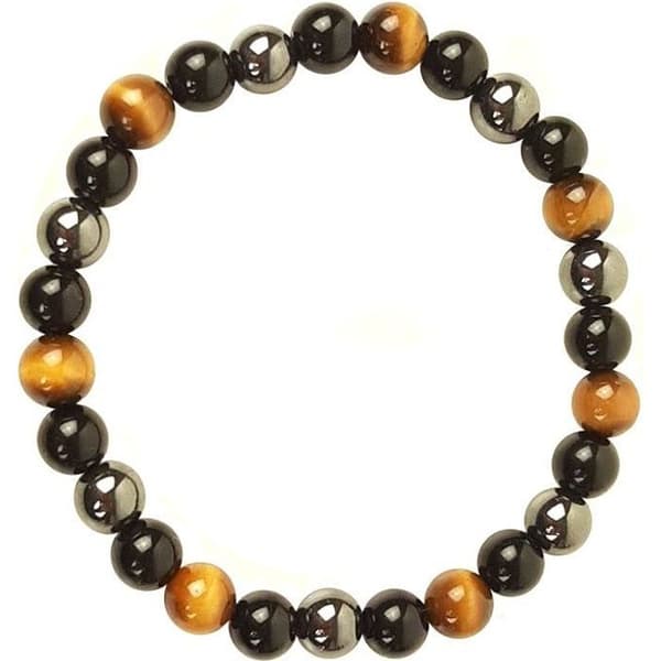 Armband Natursten Trippelskydd Pärla Natursten Tigeröga Hematit Svart Obsidian eller Svart Turmalin 10