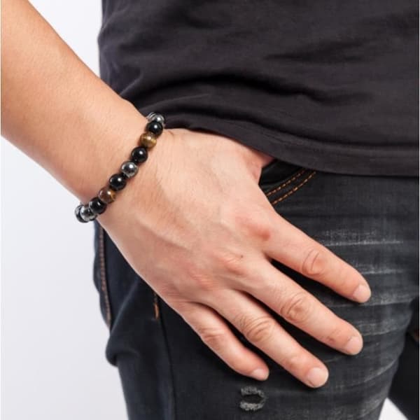 Hematit och svart obsidian pärlarmband - Ej specificerat - 10 mm - Blandat - 2 armband