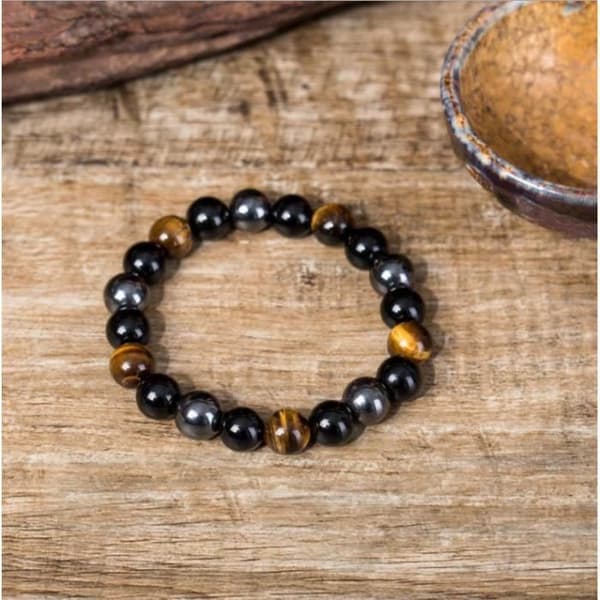 Hematit och svart obsidian pärlarmband - Ej specificerat - 10 mm - Blandat - 2 armband