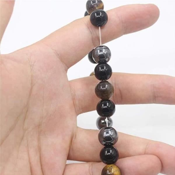 Armband - LBQ28 - Tiger Eye Trippelskydd - Hematit - Svart Obsidian - 10 mm