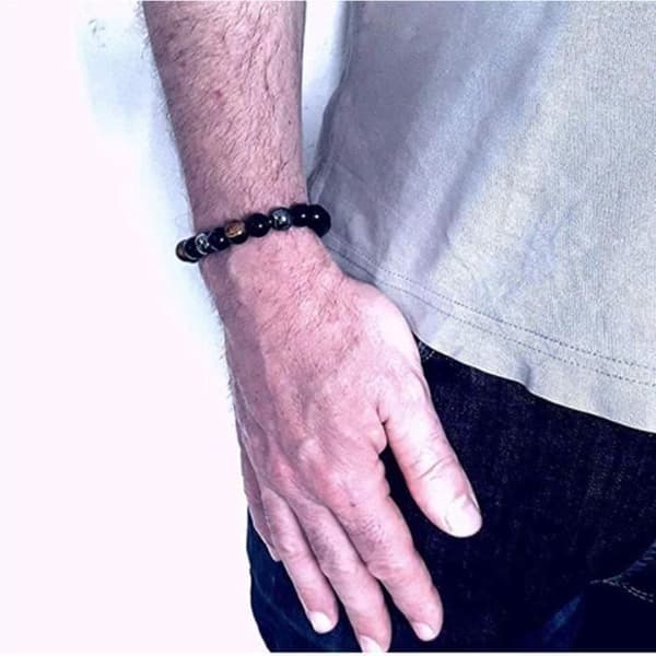 Armband - LBQ28 - Tiger Eye Trippelskydd - Hematit - Svart Obsidian - 10 mm
