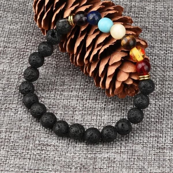 7 Chakra Healing Armband Beads Natural Lava Stone Diffuser Armband Smycken 1382