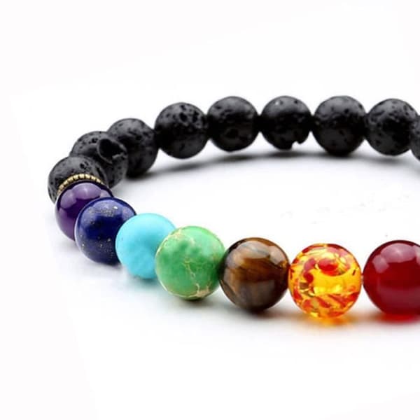 7 Chakra Healing Armband Beads Natural Lava Stone Diffuser Armband Smycken 1382