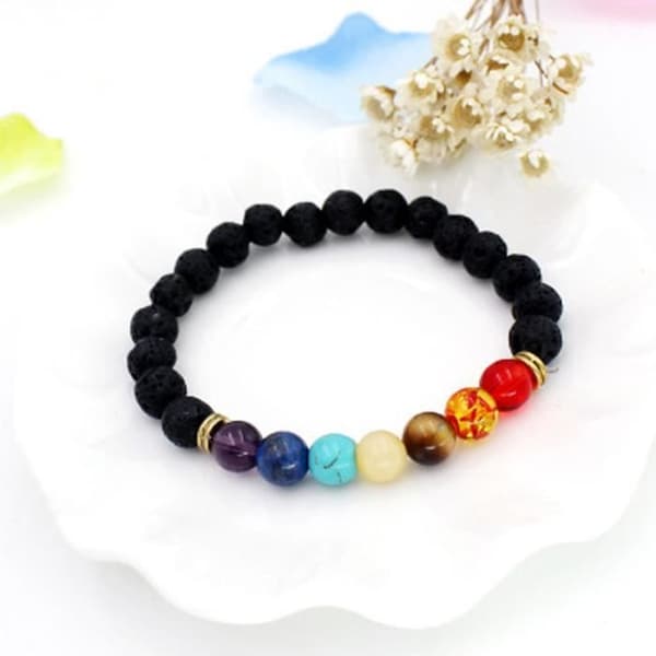 Armband - Agat - 7 Chakran - Balans - Yoga - Bönepresent
