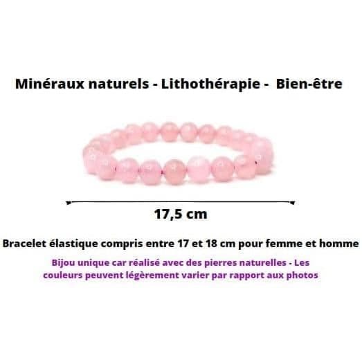 Rosenkvartsarmband Natursten Litoterapi - 8 Mm pärlor - Franskt märke - Kvinnor och män - Mineralstenar S[n2715]