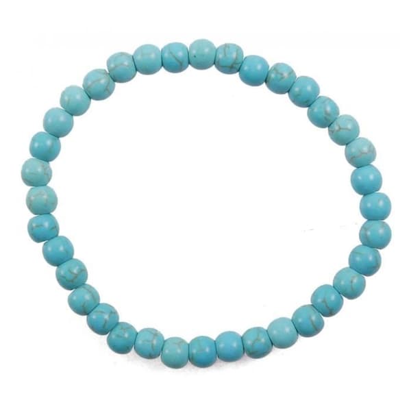 Armband - Litoterapi - Howlite Turquoise - 6mm - 18cm - Skydd och rening