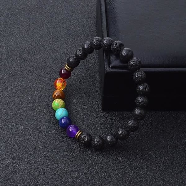 Armband - Br337 - Naturlig Agat - Lavasten - 8 mm - Färgstark energi