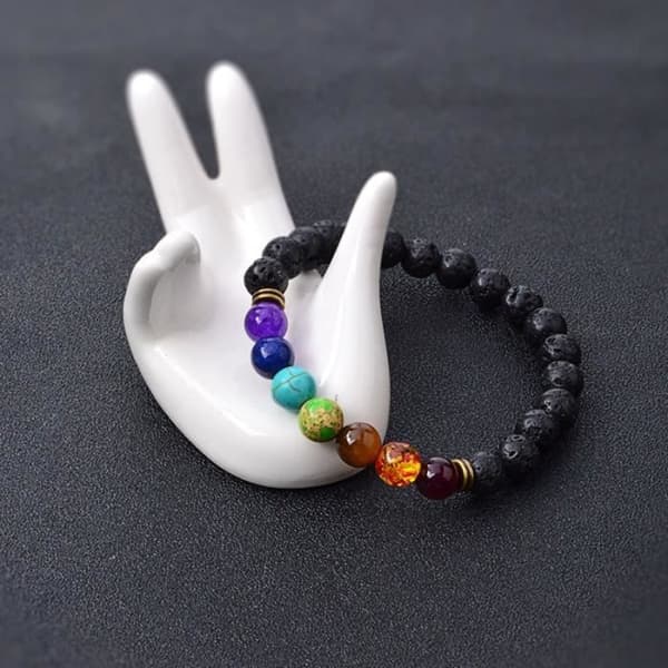 Armband - Br337 - Naturlig Agat - Lavasten - 8 mm - Färgstark energi