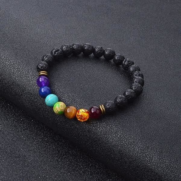 Armband - Br337 - Naturlig Agat - Lavasten - 8 mm - Färgstark energi