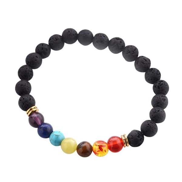 Mode Män Kvinnor Lava Stone Beads Färgglada Natursten Armband Stretchy Yoga Armband