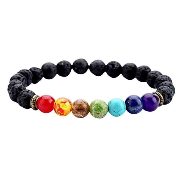 Mode Män Kvinnor Lava Stone Beads Färgglada Natursten Armband Stretchy Yoga Armband