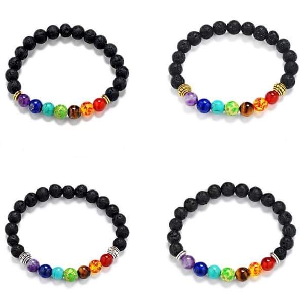 Chakra Healing Balance 7 Beads Armband Lava Yoga Reiki Bönstenar Smycken