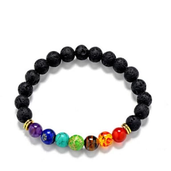 Chakra Healing Balance 7 Beads Armband Lava Yoga Reiki Bönstenar Smycken