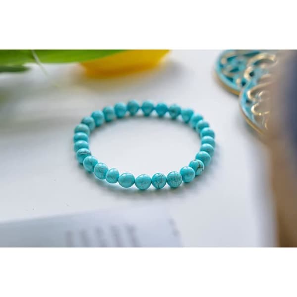 Naturligt turkos armband för kvinnor | 6mm turkos ädelsten andliga helande kristaller | Elast stretching