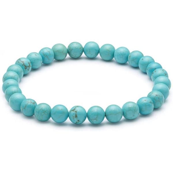 Naturligt turkos armband för kvinnor | 6mm turkos ädelsten andliga helande kristaller | Elast stretching