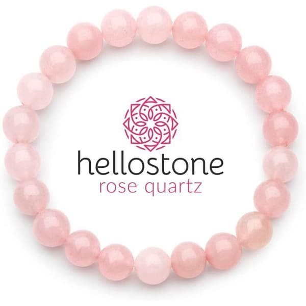 Love Armband i Natural Rose Quartz för kvinnor | 8 mm naturstenar | Juvel prydd med pärla | Andlig helande | Br