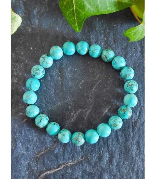 SHOP-STORY - TURQUOISE: Patience Wisdom and Intuition Armband med naturstenar i turkos howlit