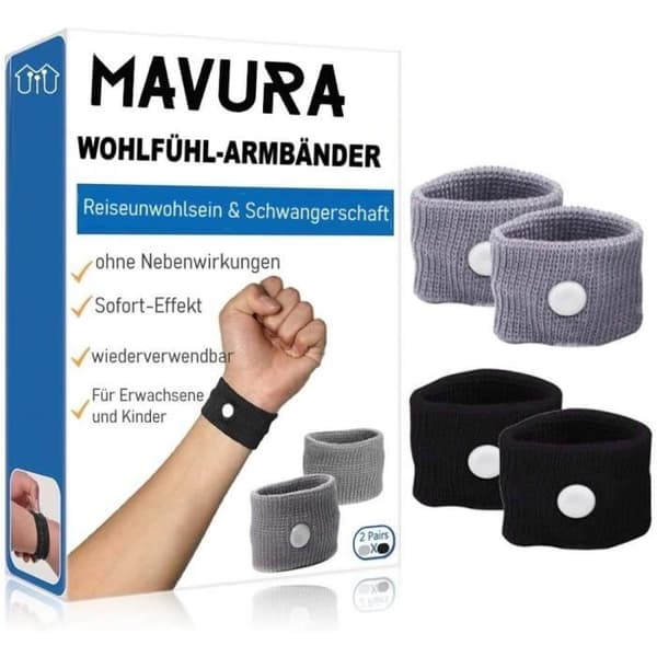 MAVURA armband »Välbefinnande armband reseband akupressur armband åksjuka graviditet sjösjuka anti-n armband