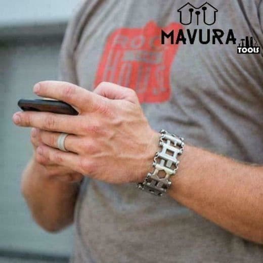 MAVURA armband » MAVURATools armband TreadMan rostfritt stål multiverktyg för män armband verktyg (29in1) silvergrå / presenten